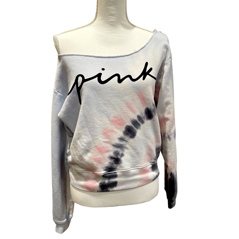 Victoria’s Secret PINK off shoulder tie dye sweatshirt Sz M